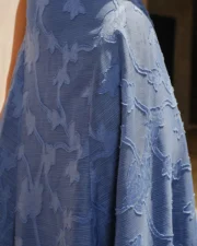 Blue Jacquard Ruched Slip Maxi Dress - Image 3