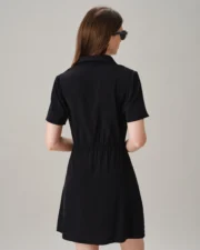 Black Collar Button Pockets Mini Dress - Image 7