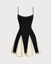 Black Contrast Slip Mini Dress - Image 6