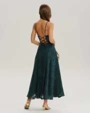 Green Jacquard A-Line Slip Maxi Dress - Image 5