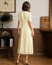 Yellow V Neck Tie Tunic Maxi Dress - Image 3
