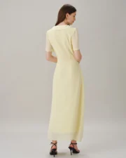 Yellow V Neck Tie Tunic Maxi Dress - Image 10
